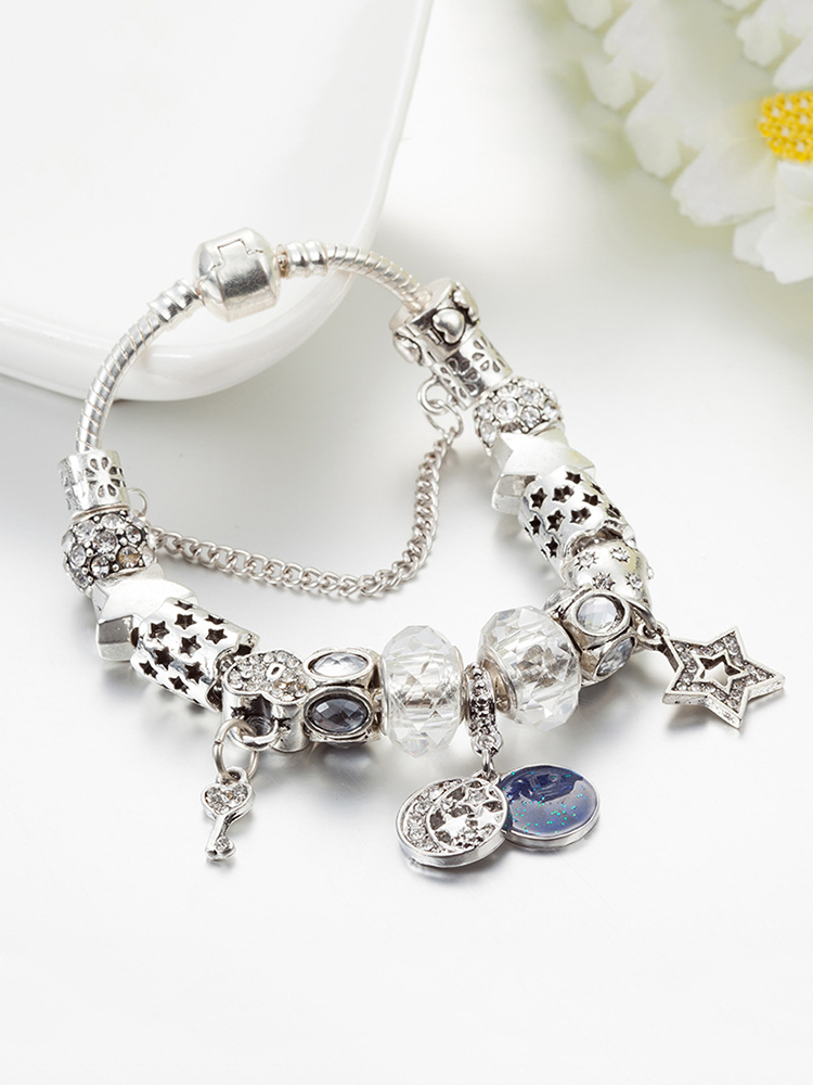 Legend of Stars and Moon Beaded Bracelet Stainless Steel Band