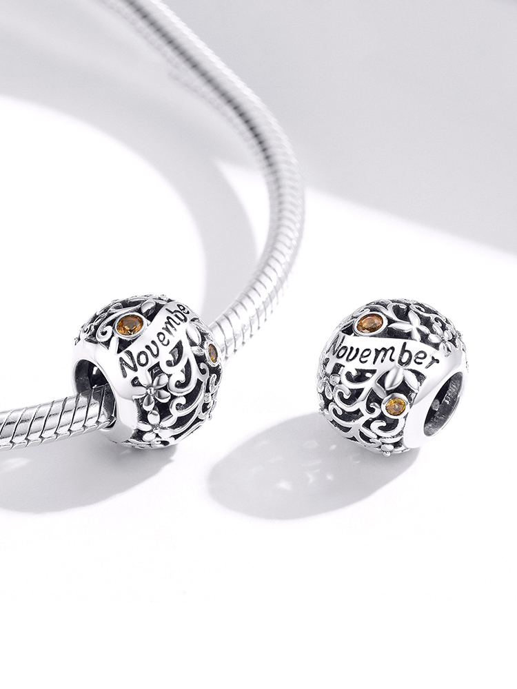 Month Birthstone 925 Sterling Silver Beads