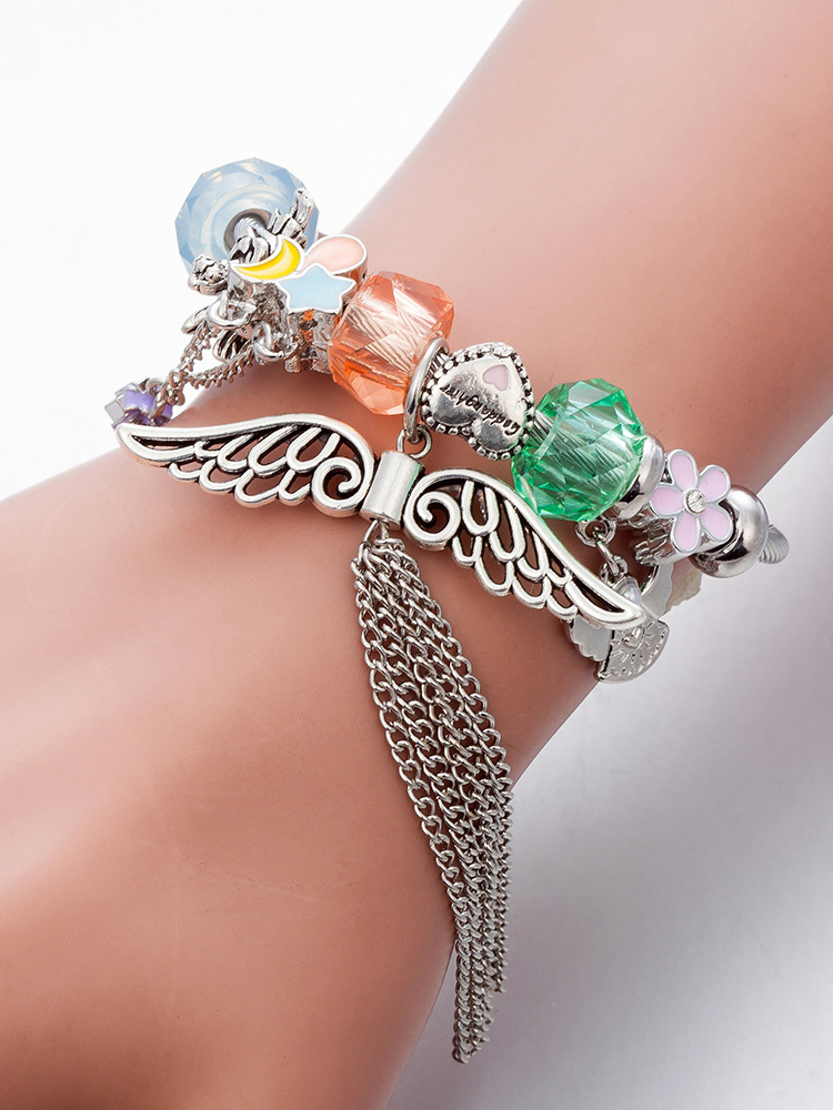 Colorful Beads and Angel Crystal Beaded Band