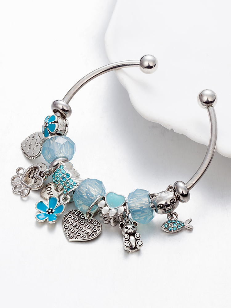 Love Light Blue Crystal Beaded Band