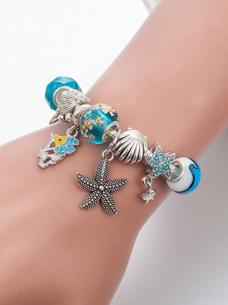 Starfish and Fish Crystal Beaded Band