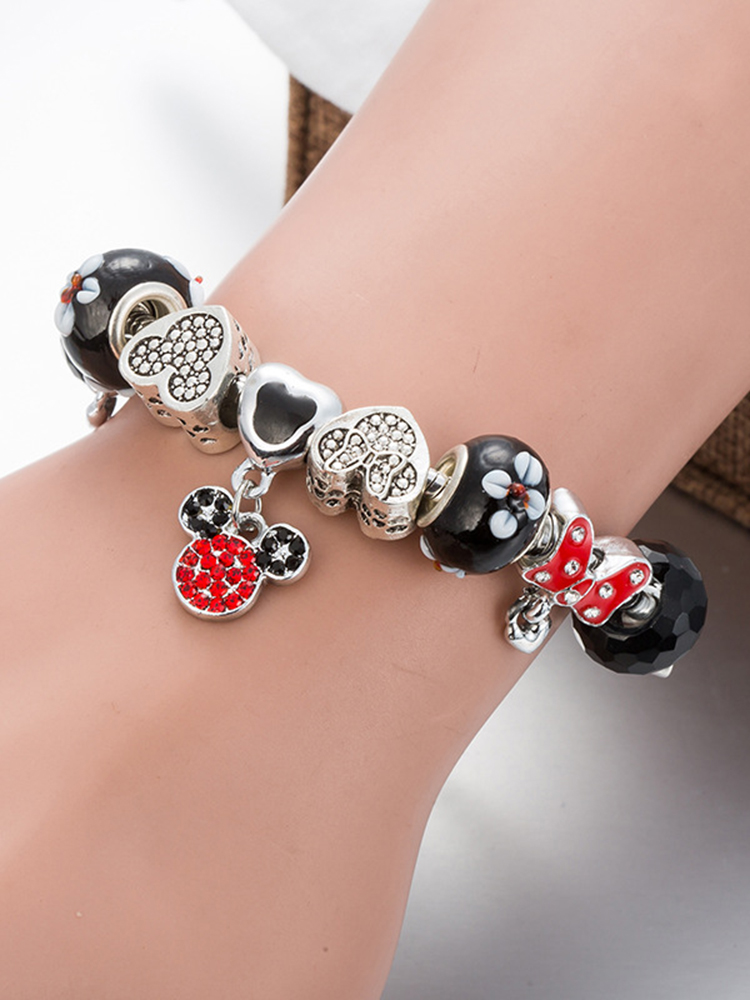 Mickey Pendant Crystal Beaded Band