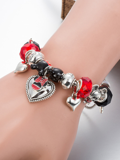 Mickey and Love Pendant Crystal Beaded Band