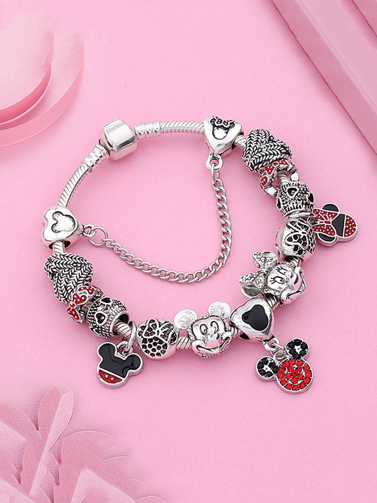 Mickey Charm Style J Crystal Beaded Band