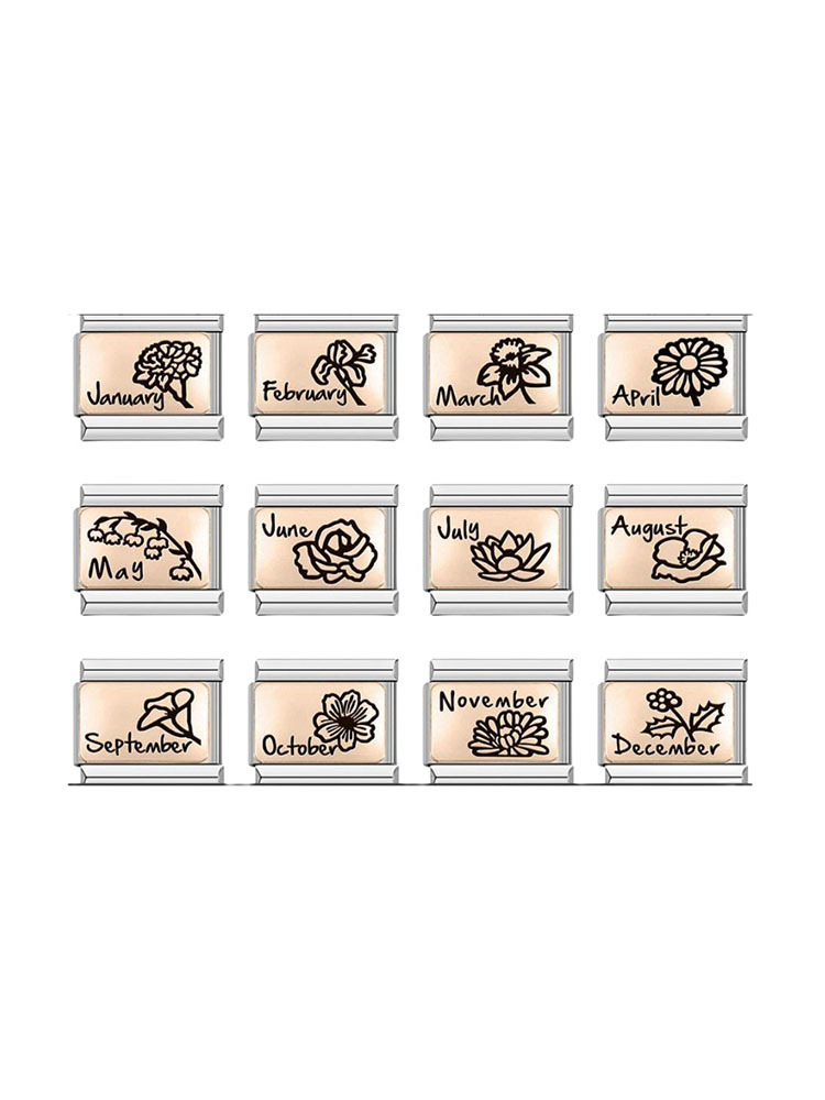 Birthday Flowers Rose Gold Modular Charm