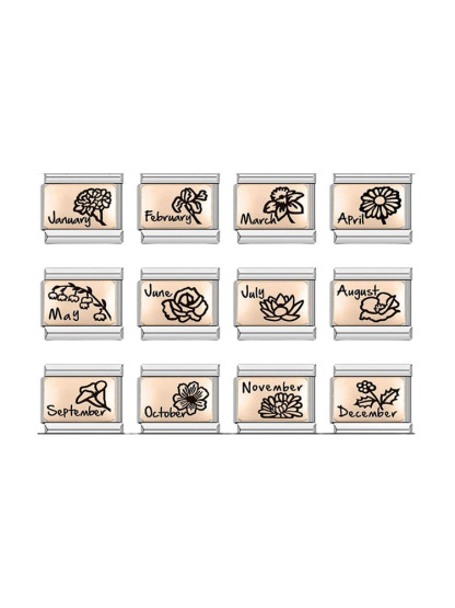 Birthday Flowers Rose Gold Modular Charm