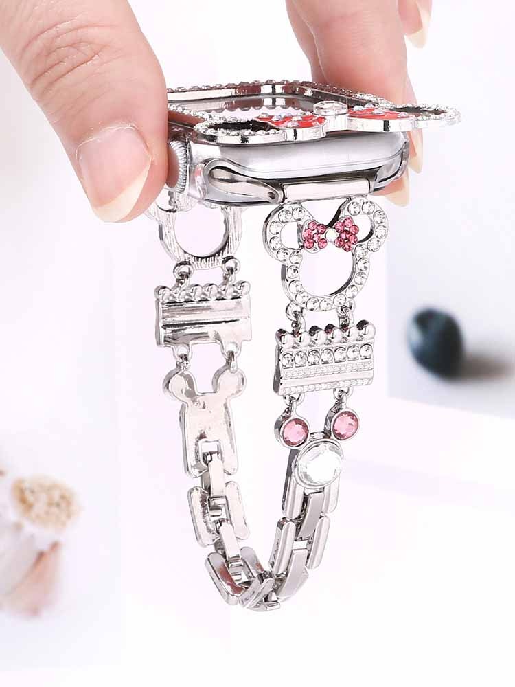 Diamond-encrusted Minnie Stainless Steel Band