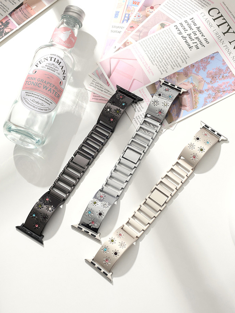 Starburst Color Diamond Bracelet Stainless Steel Band