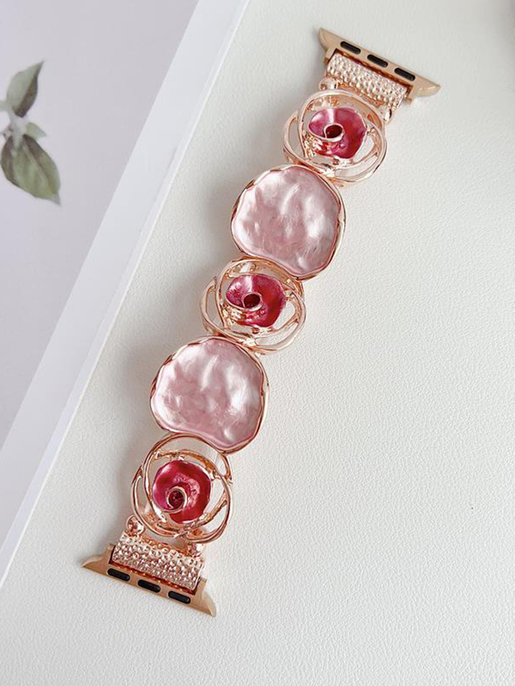 Rose Hollow Stitching Stainless Steel Band