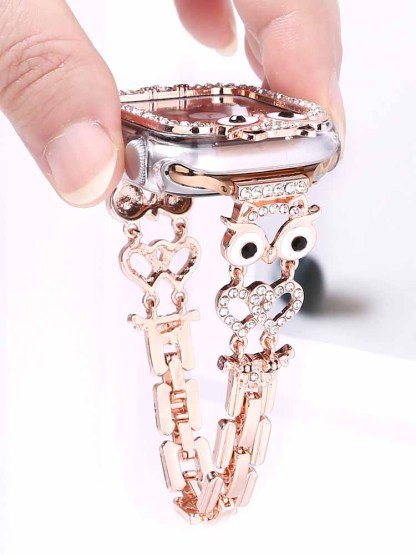 Diamond-encrusted Owl Stainless Steel Band