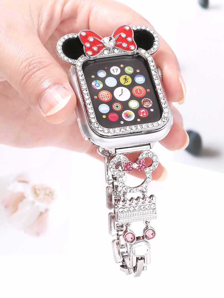Diamond-encrusted Minnie Stainless Steel Band