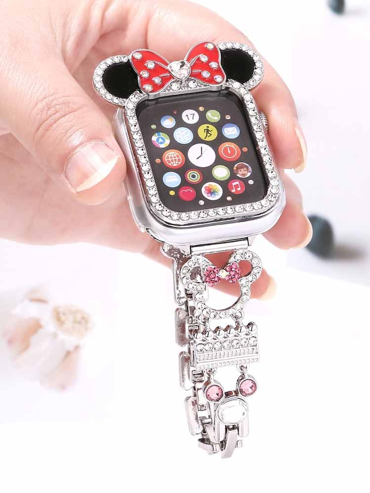 Diamond-encrusted Minnie Stainless Steel Band