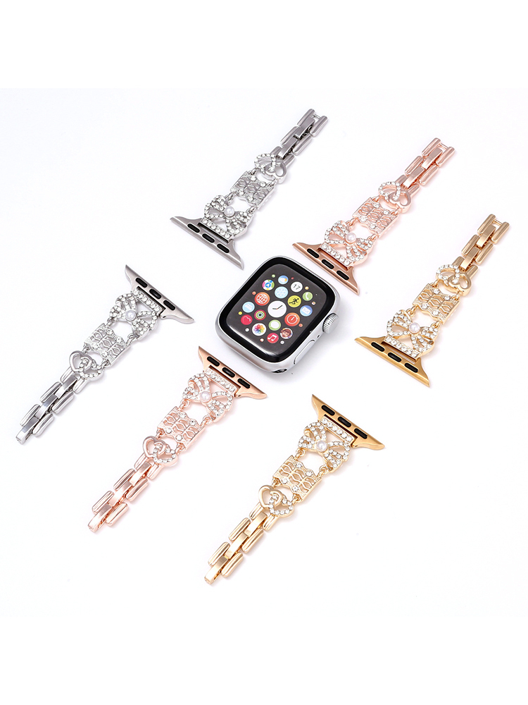Diamond-encrusted Bow Stainless Steel Band