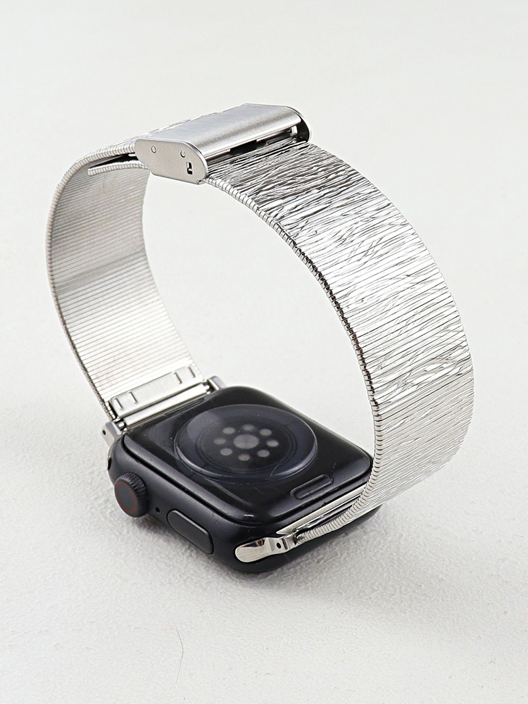 Wave Pattern Folds Stainless Steel Band