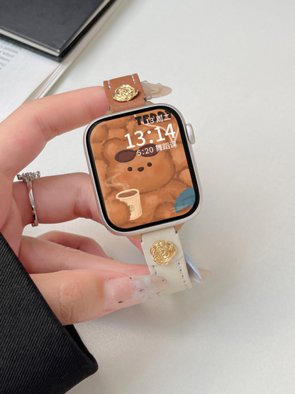 Camellia Rivet Slim Leather Band