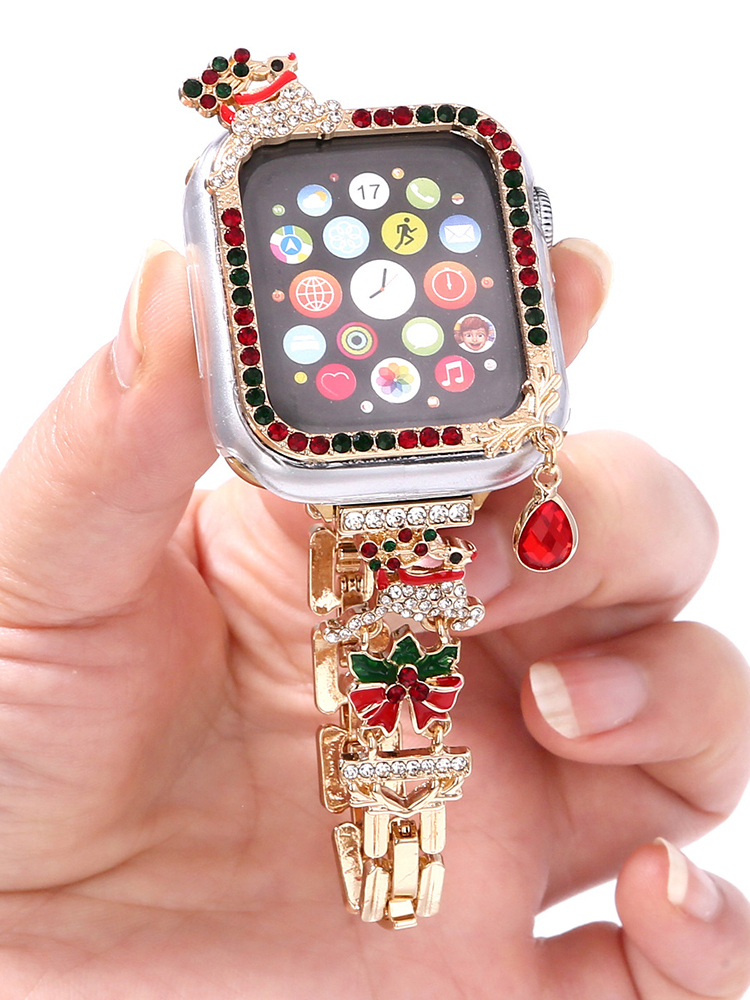 Diamond-encrusted Christmas Stainless Steel Band