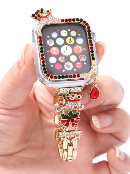 Diamond-encrusted Christmas Stainless Steel Band