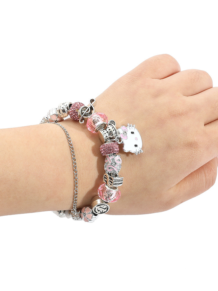 Kitty Pendant Crystal Beaded Band