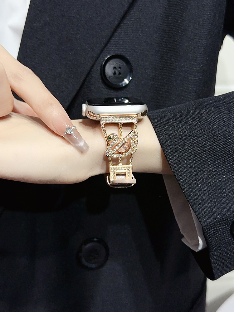 Diamond Swan Leather Band