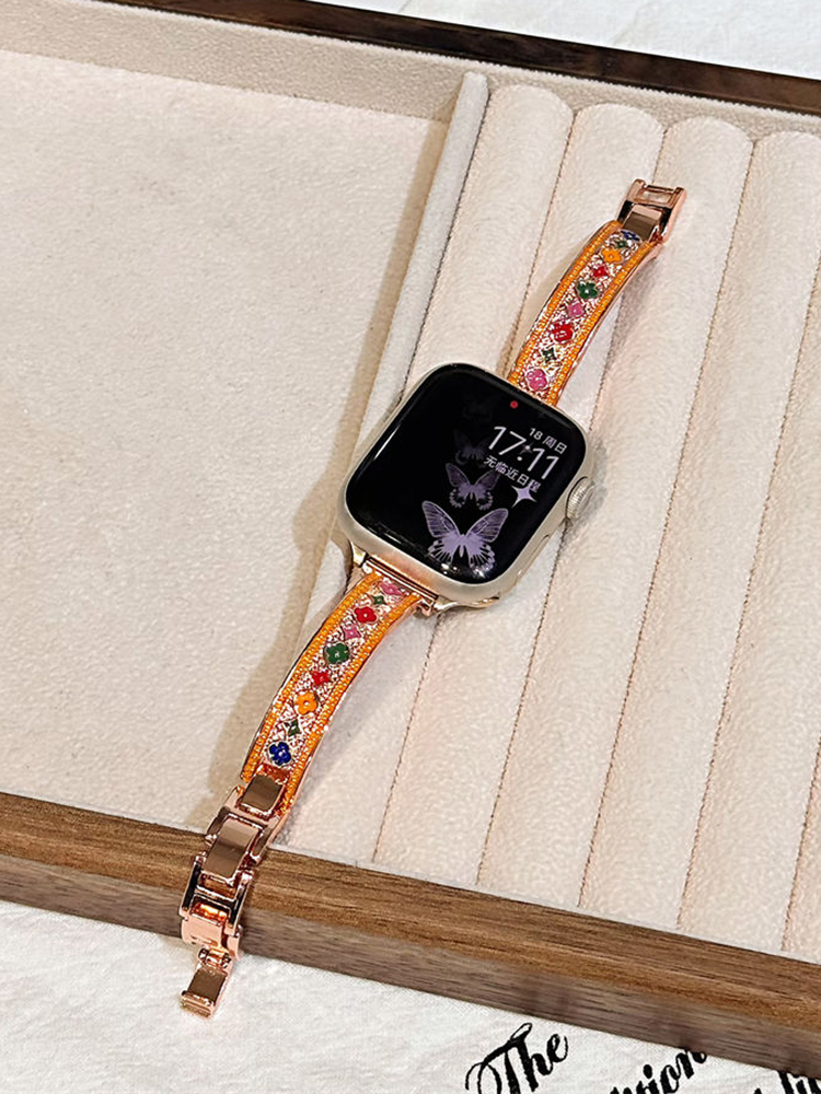 Colored Retro Pattern Bracelet Stainless Steel Band