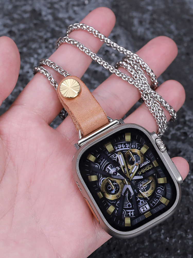 Apple Watch Leather Connector Titanium Steel Necklace