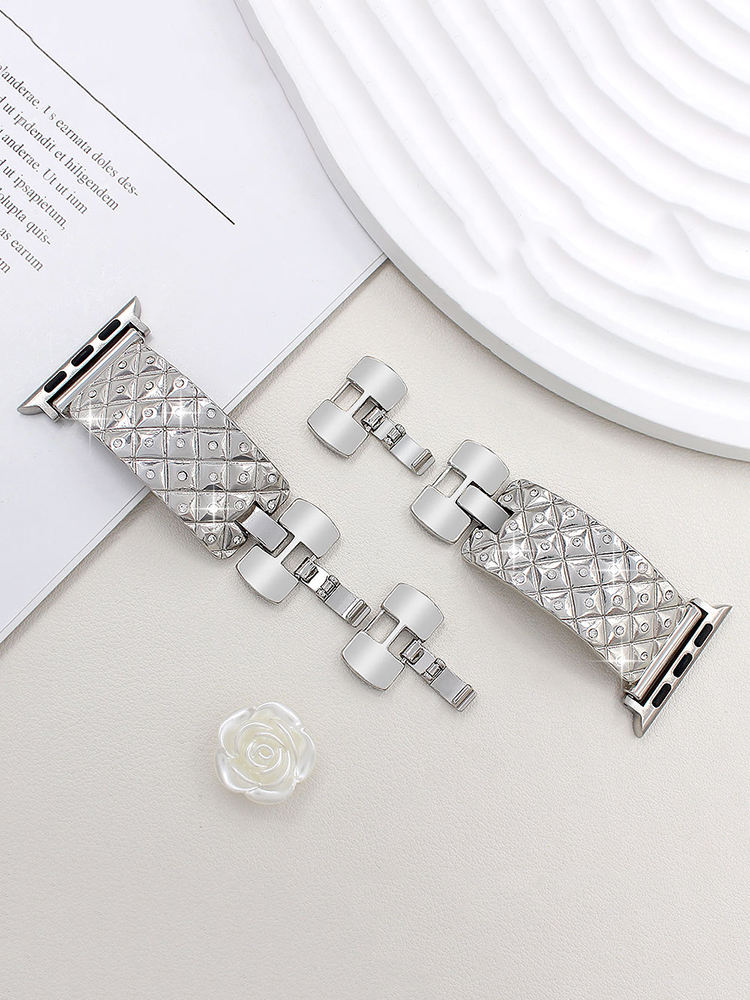 Full Diamond Diamond Pattern Bracelet Stainless Steel Band