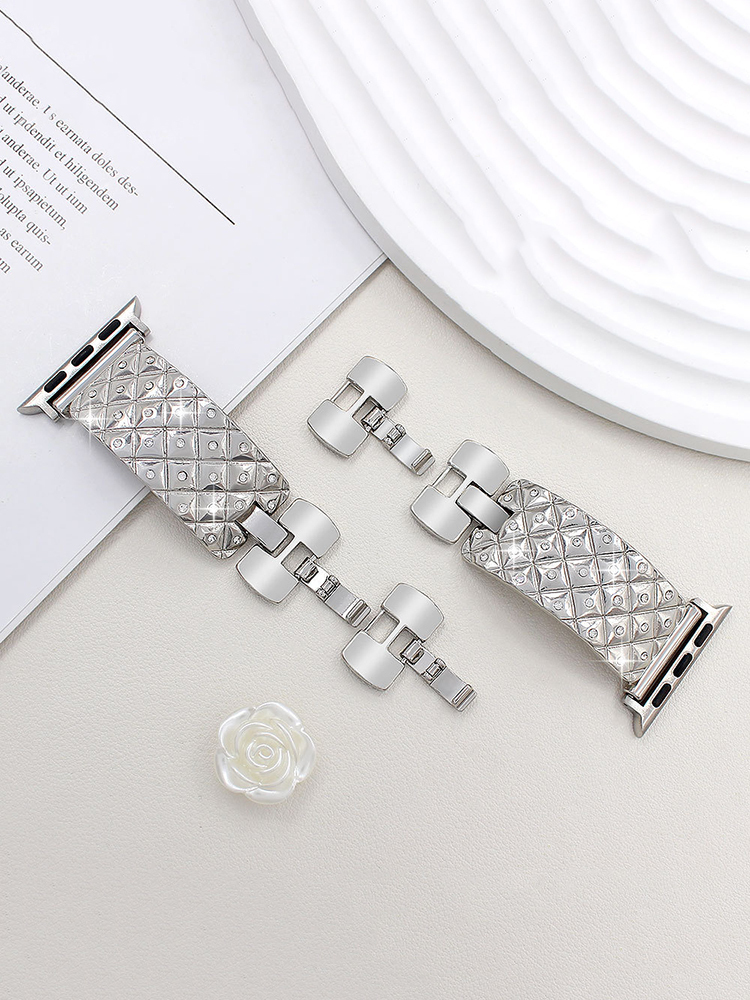 Full Diamond Diamond Pattern Bracelet Stainless Steel Band