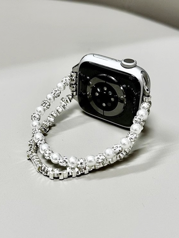 Mini Metal Blocks with Pearls Stainless Steel Band