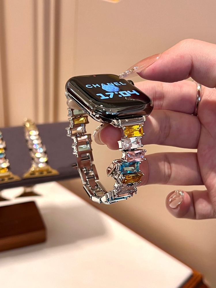 Irregular Colored Zircon Stainless Steel Band