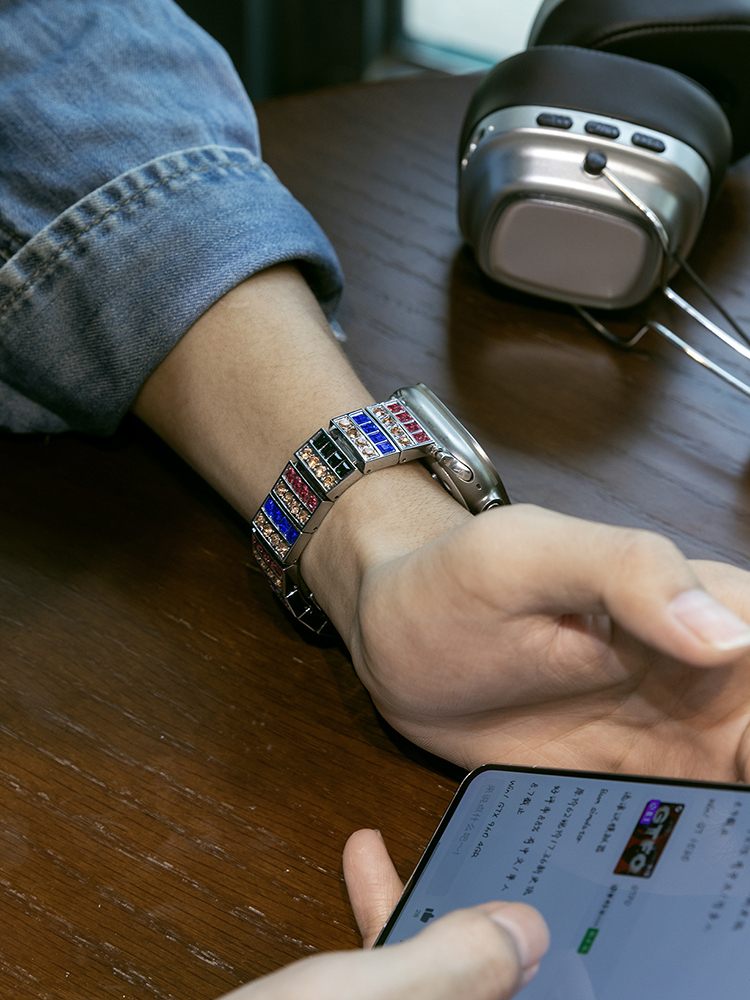 Starry Sky Colored Diamond Stainless Steel Band