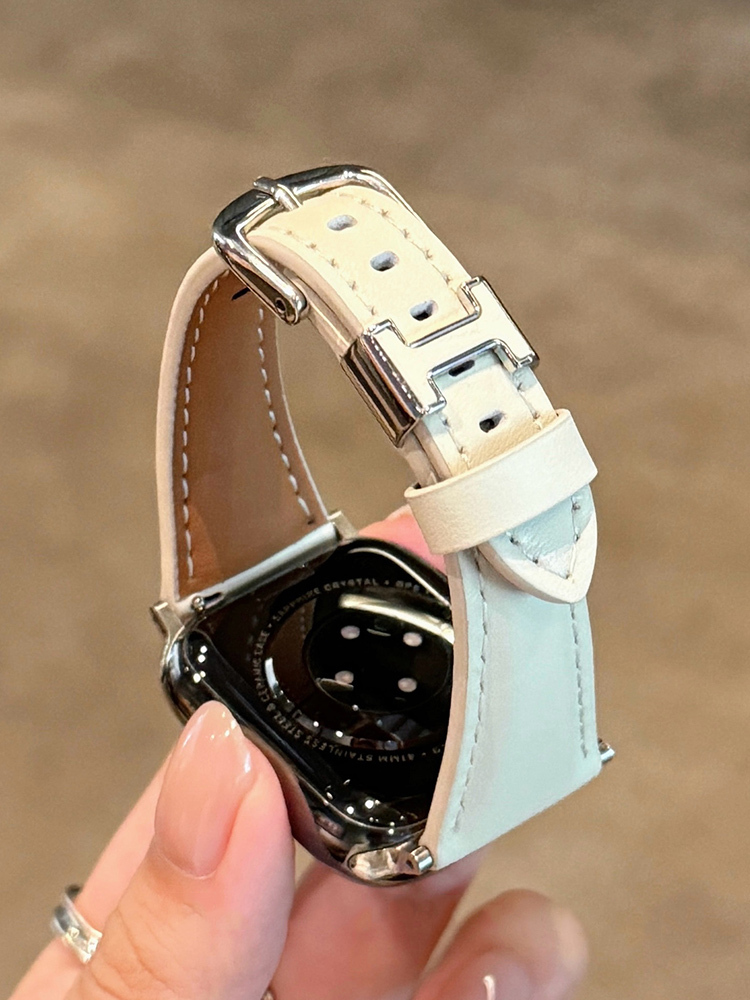 H Ring Curve Leather Band for Apple Watch