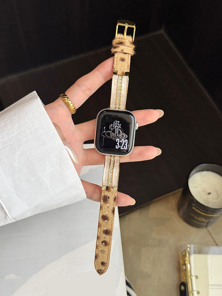 Quicksand Glue Leopard Print Leather Band for Apple Watch