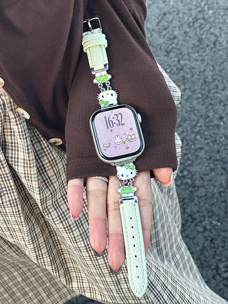 Kitty Connector Buckle Leather Band for Apple Watch