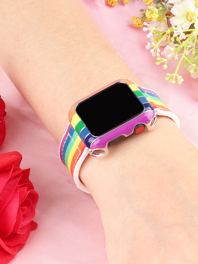 Rainbow metal apple watch band hot sale