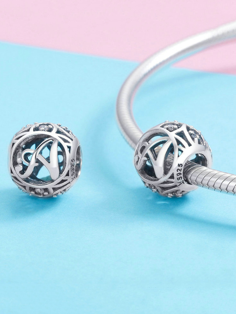 26 Letters 925 Sterling Silver Beads