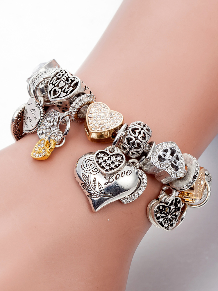 Love Pendant Crystal Beaded Band