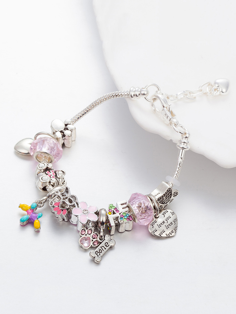 Pink Paw Crystal Beaded Band