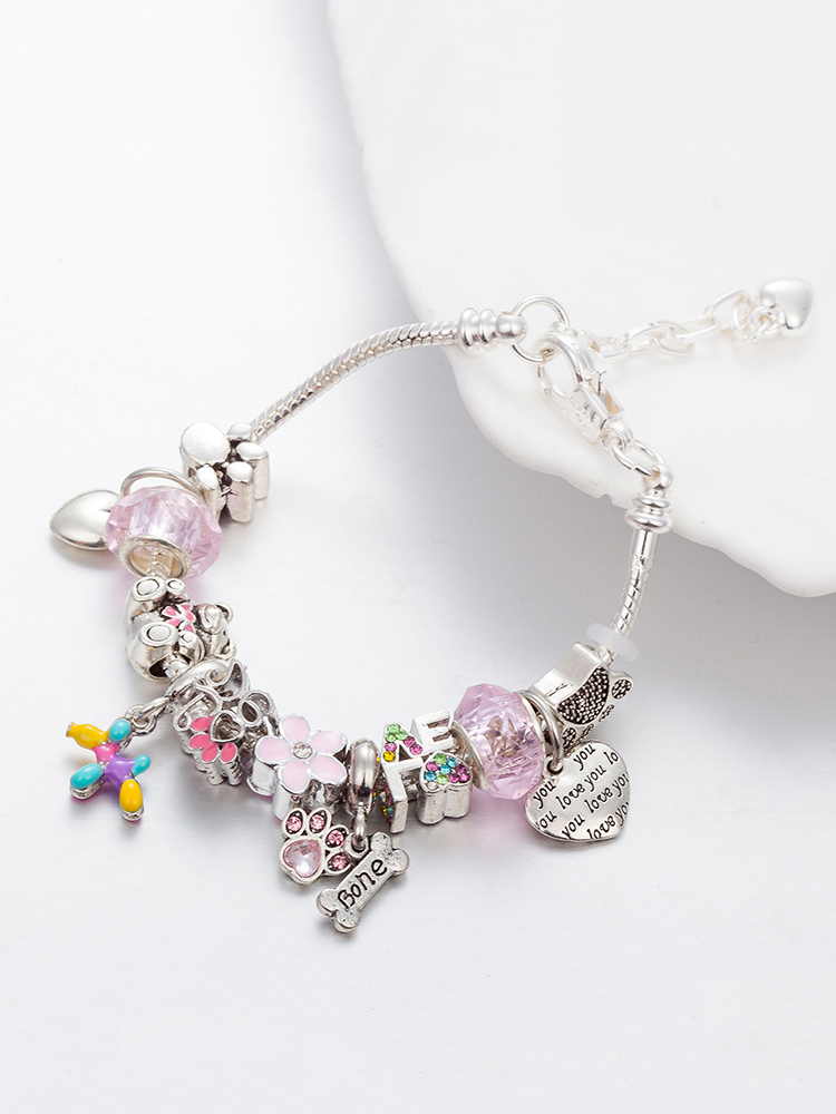 Pink Paw Crystal Beaded Band