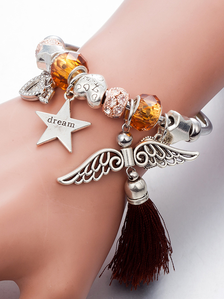 Tassel Angel Crystal Beaded Band