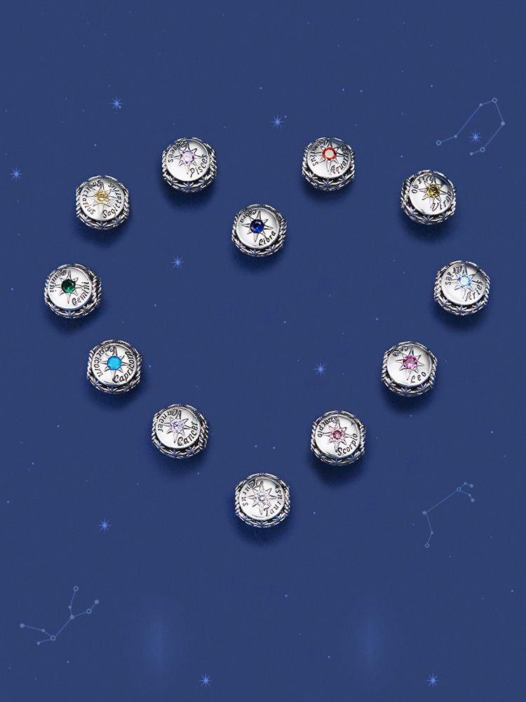 Constellation Birthstone 925 Sterling Silver Beads