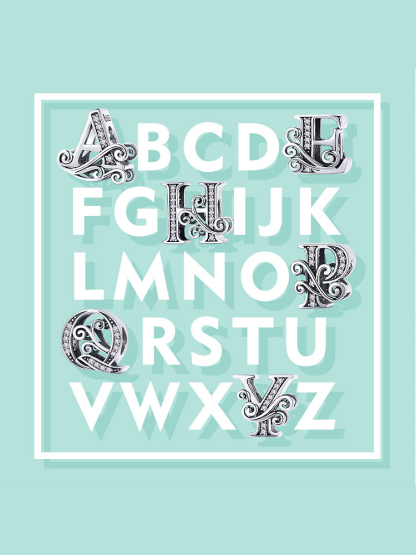 Monogram Letters 925 Sterling Silver Beads