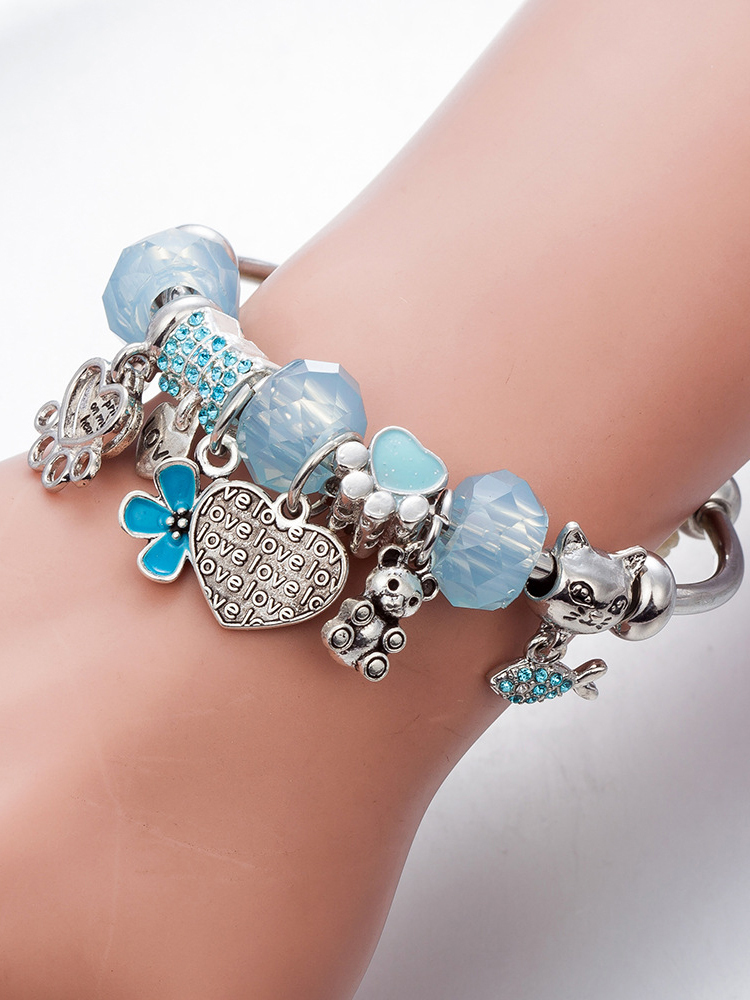 Love Light Blue Crystal Beaded Band