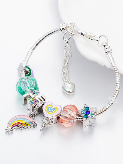Rainbow Pendant Crystal Beaded Band