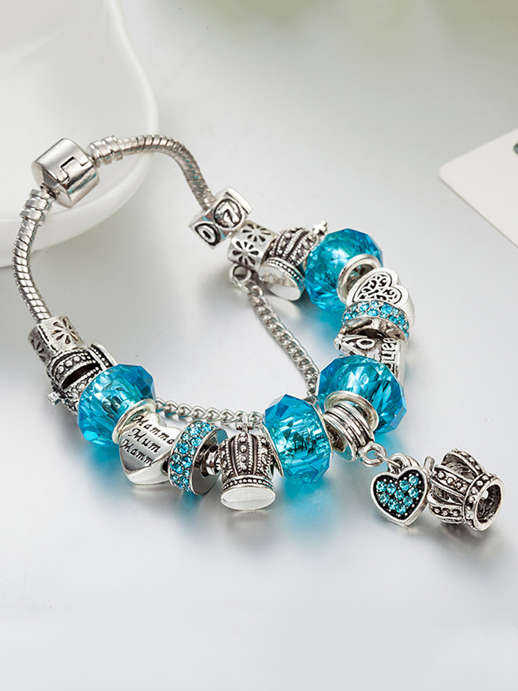 Crown and Love Pendant Crystal Beaded Band