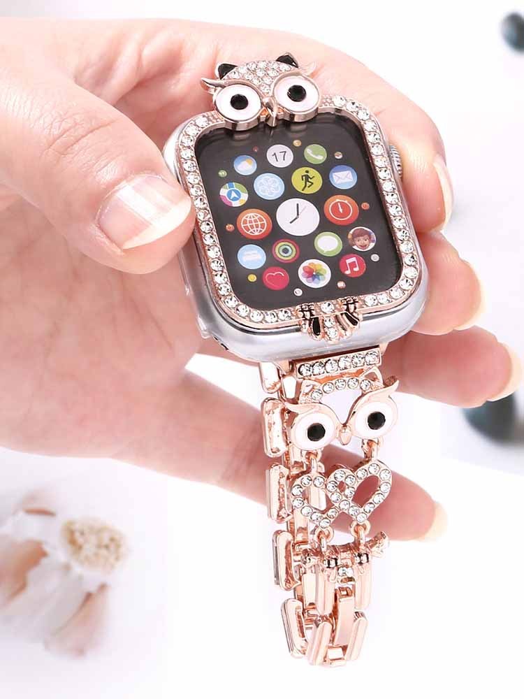 Diamond-encrusted Owl Stainless Steel Band