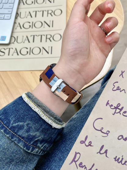 Colorblock Denim Leather Band