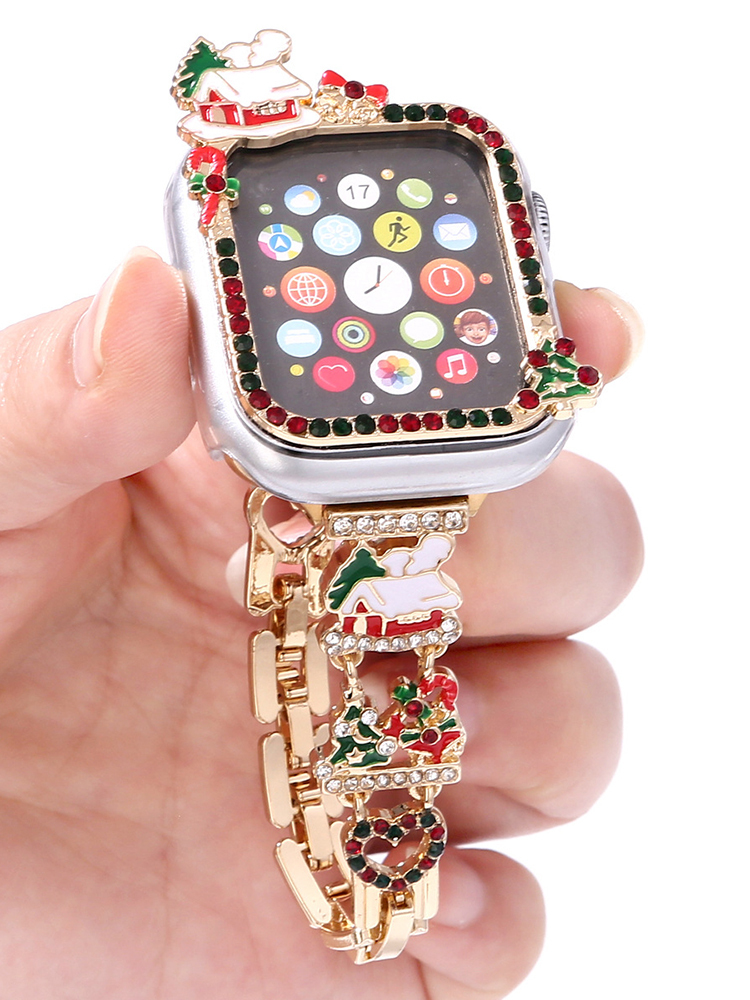 Diamond-encrusted Christmas Stainless Steel Band