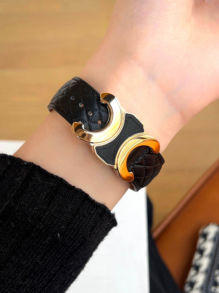 Double C Diamond Check Leather Band