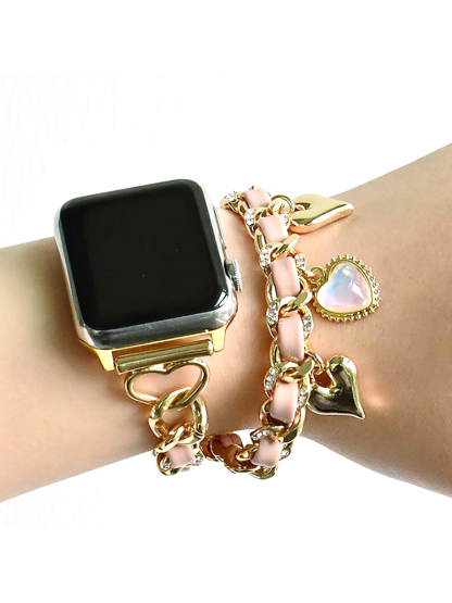 Love Pendant Leather Chain Stainless Steel Band