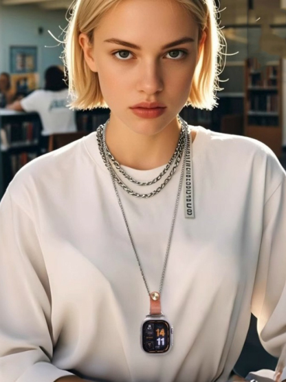 Apple Watch Leather Connector Titanium Steel Necklace